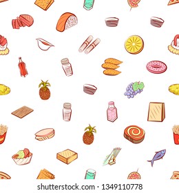 Food images. Background for printing, design, web. Seamless. Colored.