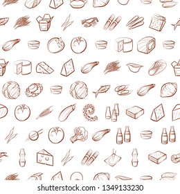 Food images. Background for printing, design, web. Seamless. Binary color.