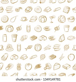 Food images. Background for printing, design, web. Seamless. Binary color.