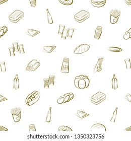 Food images. Background for printing, design, web. Usable as icons. Seamless. Binary color.