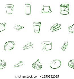 Food images. Background for printing, design, web. Usable as icons. Seamless. Binary color.