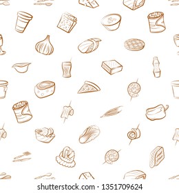 Food images. Background for printing, design, web. Usable as icons. Seamless. Binary color.