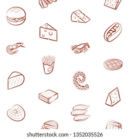Food images. Background for printing, design, web. Usable as icons. Seamless. Binary color.