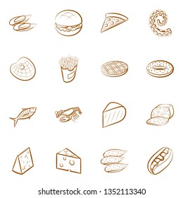 Food images. Background for printing, design, web. Usable as icons. Binary color.