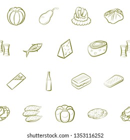 Food images. Background for printing, design, web. Seamless. Binary color.