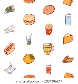 Food images. Background for printing, design, web. Seamless. Colored.
