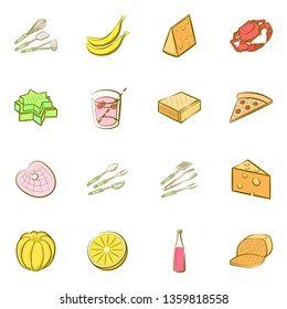 Food images. Background for printing, design, web. Usable as icons. Colored.