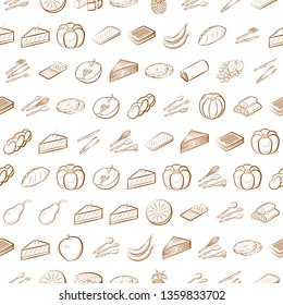 Food images. Background for printing, design, web. Seamless. Binary color.