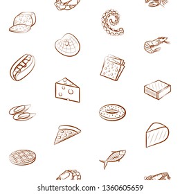 Food images. Background for printing, design, web. Usable as icons. Seamless. Binary color.