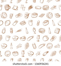 Food images. Background for printing, design, web. Usable as icons. Seamless. Binary color.