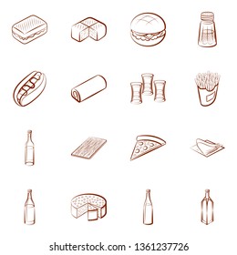 Food images. Background for printing, design, web. Usable as icons. Binary color.