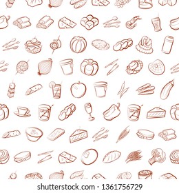 Food images. Background for printing, design, web. Seamless. Binary color.
