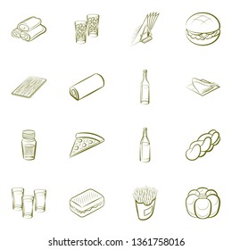 Food images. Background for printing, design, web. Usable as icons. Binary color.