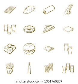 Food images. Background for printing, design, web. Usable as icons. Binary color.