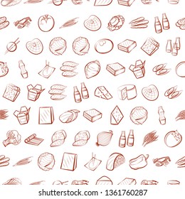 Food images. Background for printing, design, web. Seamless. Binary color.