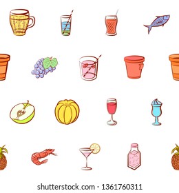 Food images. Background for printing, design, web. Seamless. Colored.