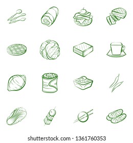 Food images. Background for printing, design, web. Usable as icons. Binary color.