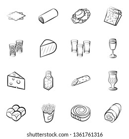 Food images. Background for printing, design, web. Monochrome binary, black and white.