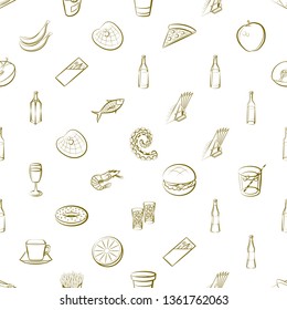 Food images. Background for printing, design, web. Seamless. Binary color.