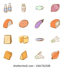 Food images. Background for printing, design, web. Usable as icons. Colored.