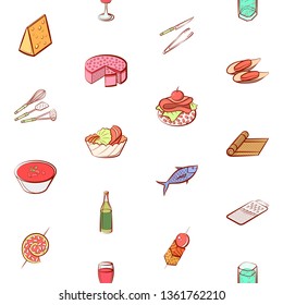 Food images. Background for printing, design, web. Seamless. Colored.