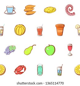 Food images. Background for printing, design, web. Seamless. Colored.