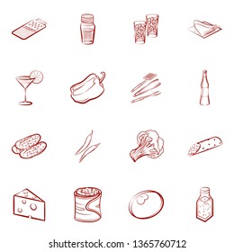 Food images. Background for printing, design, web. Usable as icons. Binary color.