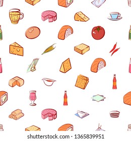 Food images. Background for printing, design, web. Usable as icons. Seamless. Colored.