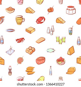 Food images. Background for printing, design, web. Seamless. Colored.