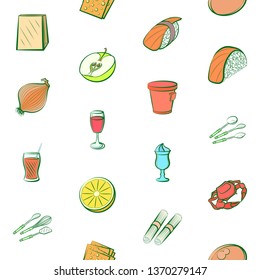 Food images. Background for printing, design, web. Seamless. Colored.