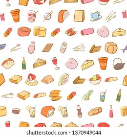 Food images. Background for printing, design, web. Seamless. Colored.