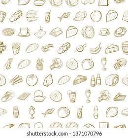 Food images. Background for printing, design, web. Seamless. Binary color.