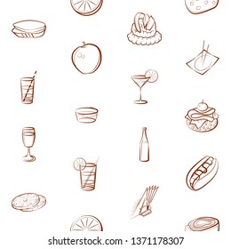 Food images. Background for printing, design, web. Seamless. Binary color.