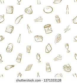 Food images. Background for printing, design, web. Usable as icons. Seamless. Binary color.