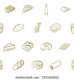 Food images. Background for printing, design, web. Usable as icons. Seamless. Binary color.