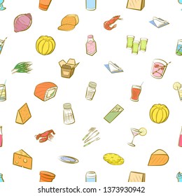 Food images. Background for printing, design, web. Usable as icons. Seamless. Colored.