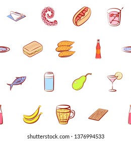 Food images. Background for printing, design, web. Seamless. Colored.