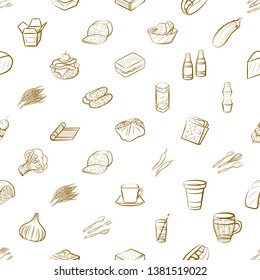 Food images. Background for printing, design, web. Usable as icons. Seamless. Binary color.