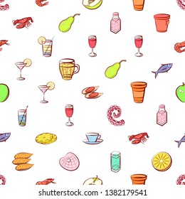 Food images. Background for printing, design, web. Seamless. Colored.