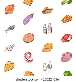 Food images. Background for printing, design, web. Seamless. Colored.