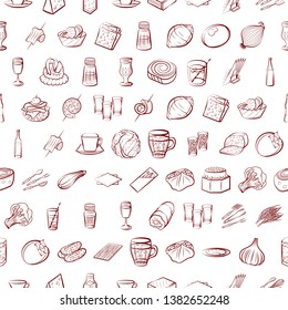 Food images. Background for printing, design, web. Usable as icons. Seamless. Binary color.