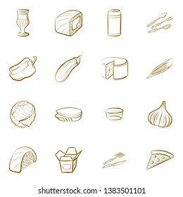 Food images. Background for printing, design, web. Usable as icons. Binary color.