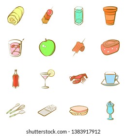 Food images. Background for printing, design, web. Usable as icons. Colored.