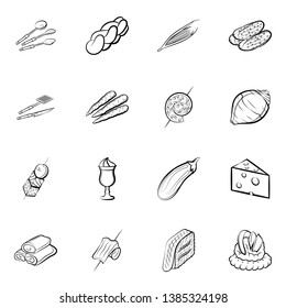 Food images. Background for printing, design, web. Monochrome binary, black and white.