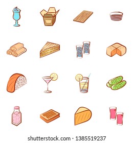 Food images. Background for printing, design, web. Usable as icons. Colored.