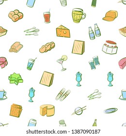 Food images. Background for printing, design, web. Seamless. Colored.