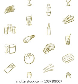 Food images. Background for printing, design, web. Seamless. Binary color.