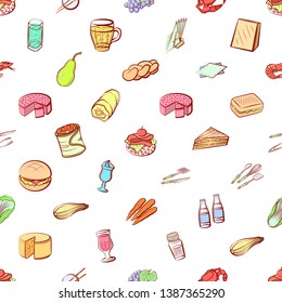 Food images. Background for printing, design, web. Seamless. Colored.