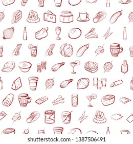 Food images. Background for printing, design, web. Usable as icons. Seamless. Binary color.