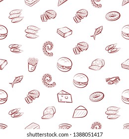 Food images. Background for printing, design, web. Usable as icons. Seamless. Binary color.